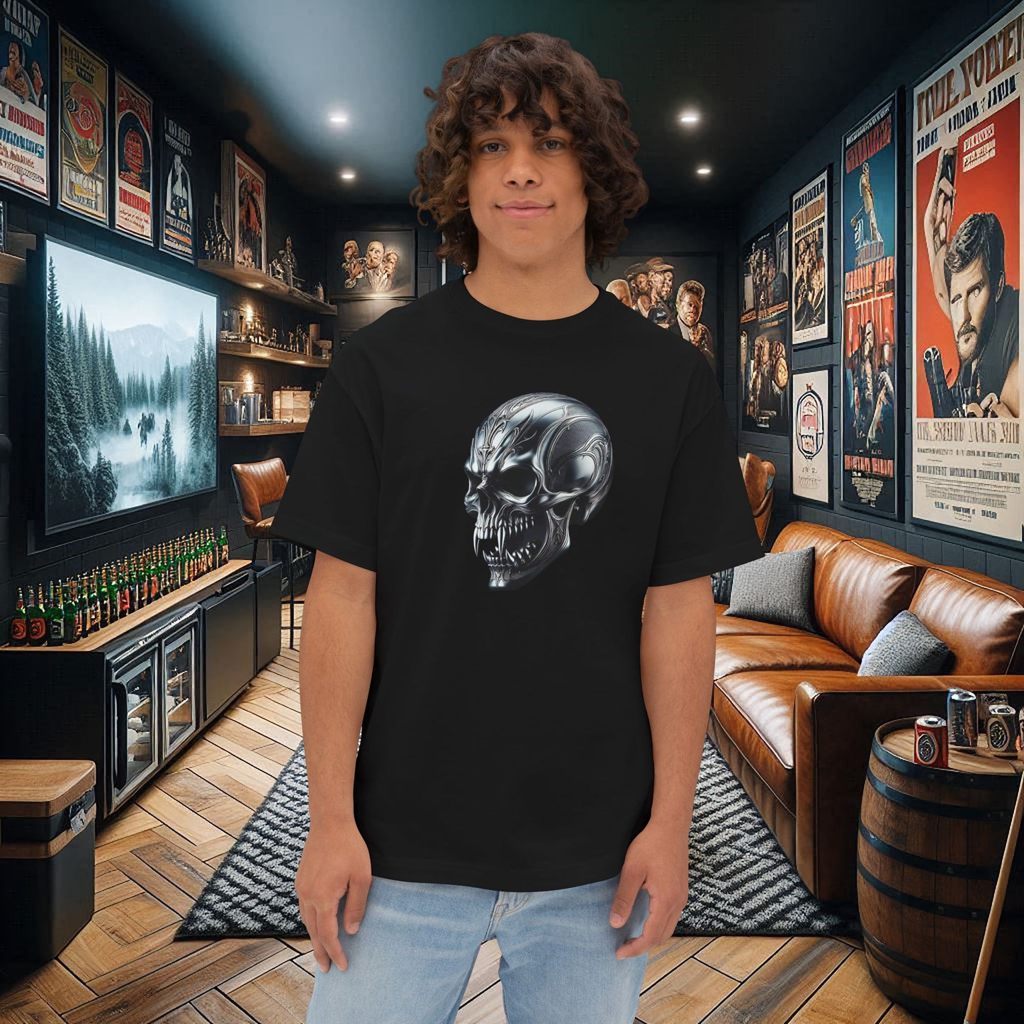 Gothic Metal Vampire Skull Unisex Tee