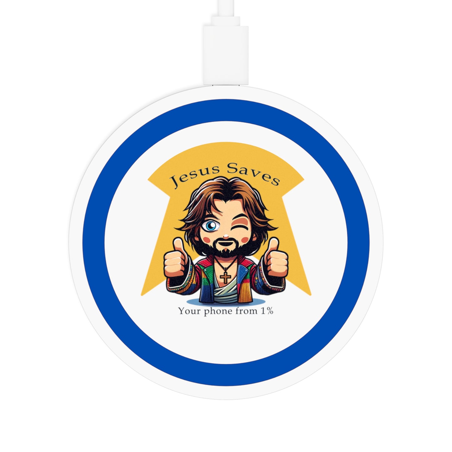 Jesus Saves Your Phone from 1% - Quake Wireless Charging Pad