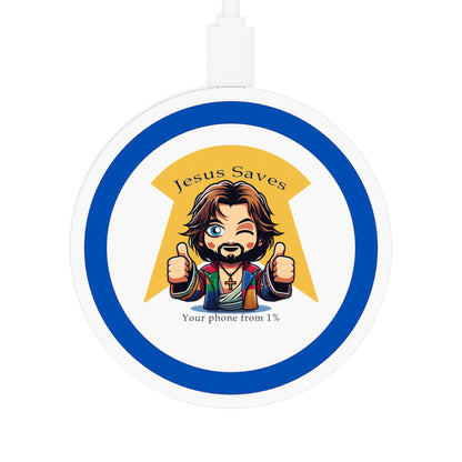 Jesus Saves Your Phone from 1% - Quake Wireless Charging Pad