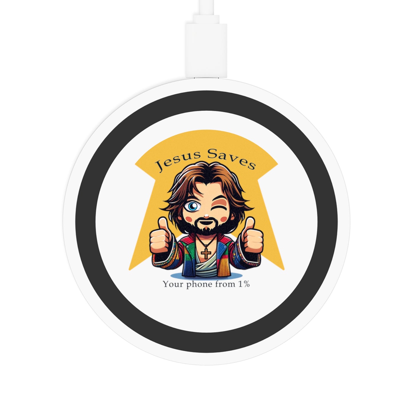 Jesus Saves Your Phone from 1% - Quake Wireless Charging Pad