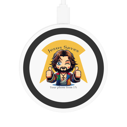 Jesus Saves Your Phone from 1% - Quake Wireless Charging Pad