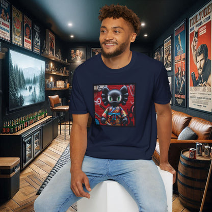 Samurai Cat Softstyle T-Shirt with Urban Graffiti Design