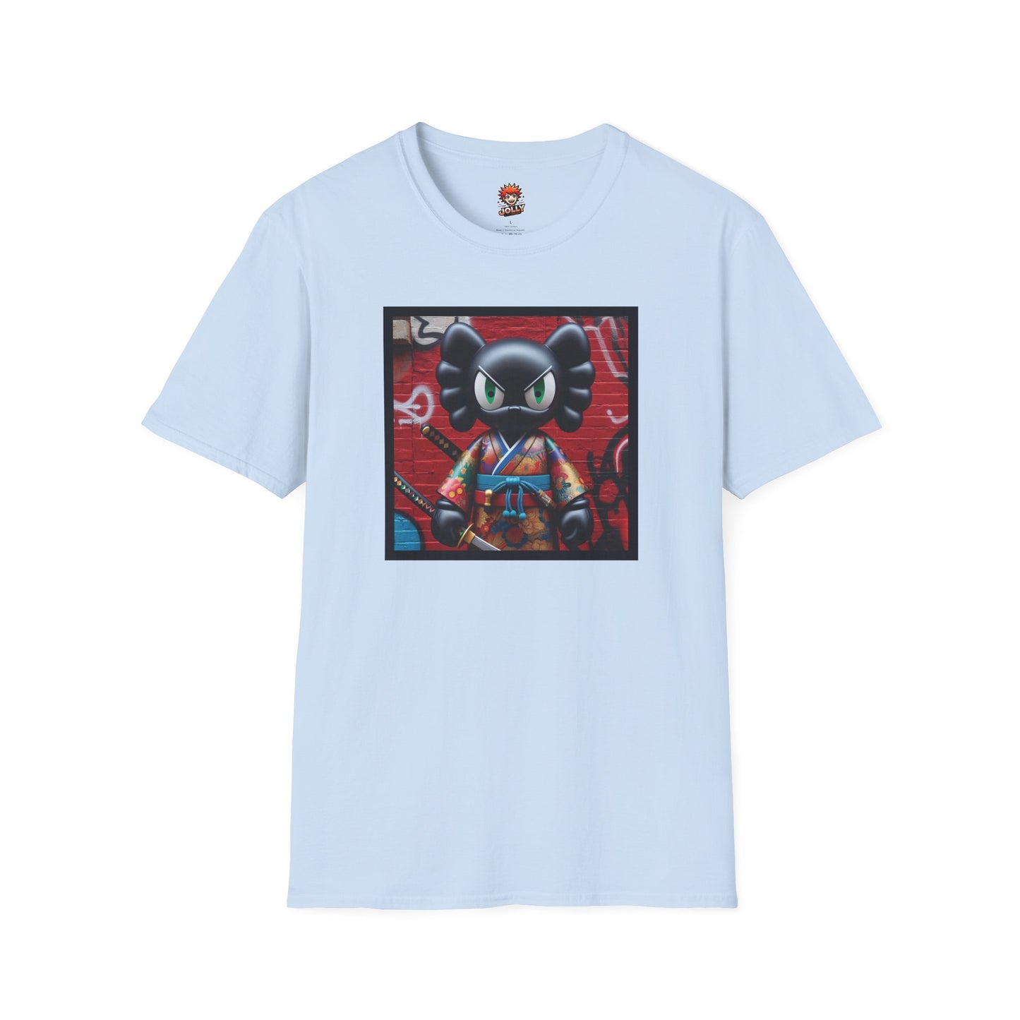 Samurai Cat Softstyle T-Shirt with Urban Graffiti Design