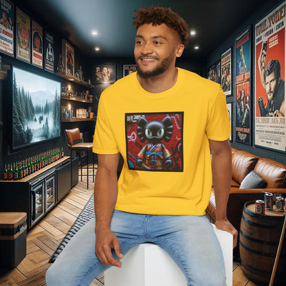 Samurai Cat Softstyle T-Shirt with Urban Graffiti Design