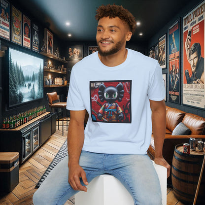 Samurai Cat Softstyle T-Shirt with Urban Graffiti Design