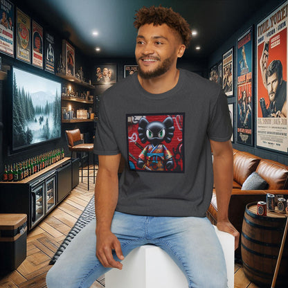 Samurai Cat Softstyle T-Shirt with Urban Graffiti Design