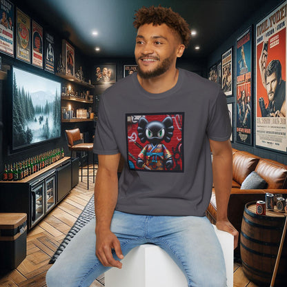 Samurai Cat Softstyle T-Shirt with Urban Graffiti Design