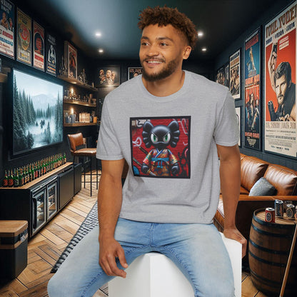 Samurai Cat Softstyle T-Shirt with Urban Graffiti Design