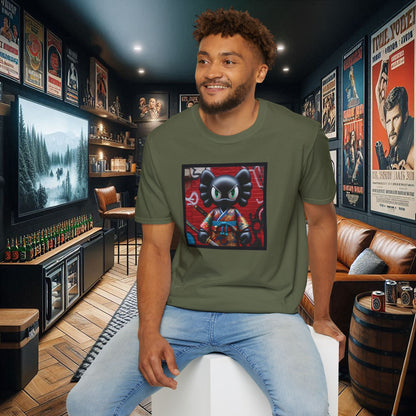 Samurai Cat Softstyle T-Shirt with Urban Graffiti Design