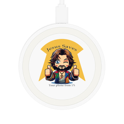 Jesus Saves Your Phone from 1% - Quake Wireless Charging Pad