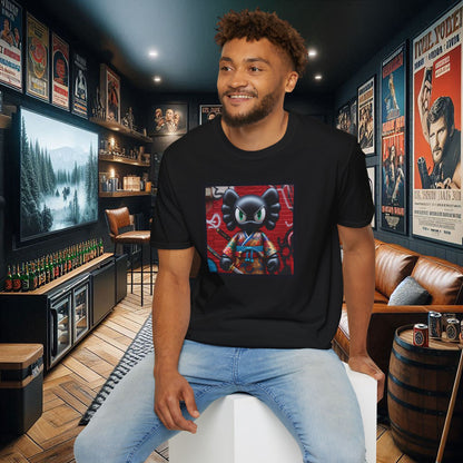 Samurai Cat Softstyle T-Shirt with Urban Graffiti Design